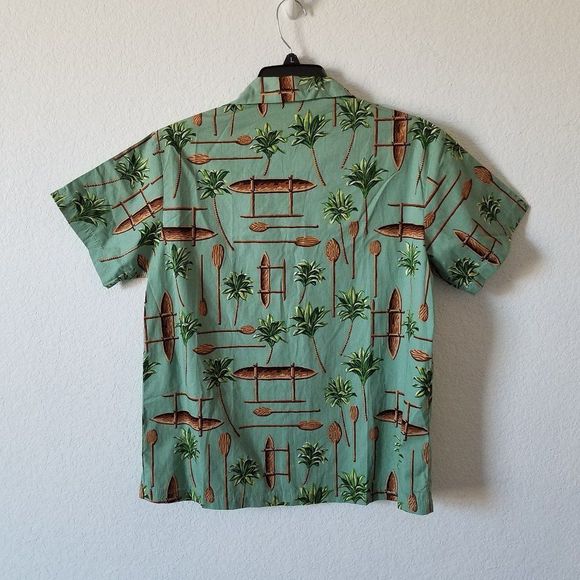 Bishop St. Apparel Boy Hawaii Short Sleeve Button Down Shirt size 16 green - Picture 2 of 5